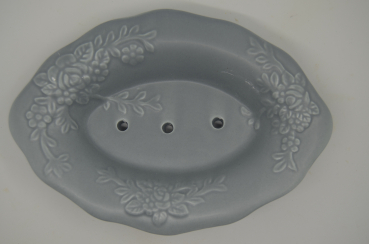 Seifenschale Keramik mit Rosenprägung oval