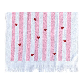 Gästetuch Herzen und Streifen pink