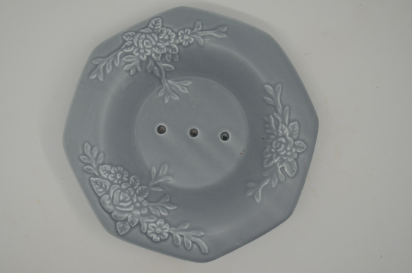 Seifenschale Keramik mit Rosenprägung rund