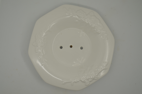 Seifenschale Keramik mit Rosenprägung rund