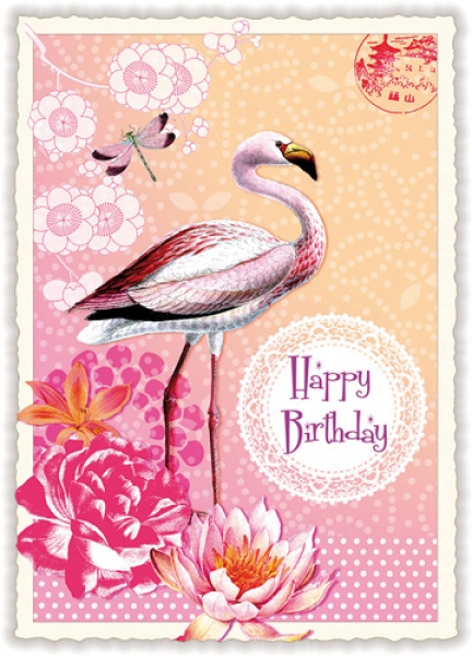 Nostalgiekarte Flamingo