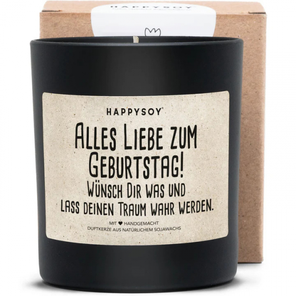 HAPPYSOY Duftkerze - Alles Liebe zum Geburtstag! Wünsch Dir was und lass Deinen Traum wahr werden!