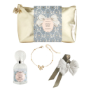 Geschenkbeutel gold mit Raumduft Musc Irisé, Duftornament und Armband