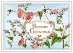 Nostalgiekarte Schmetterlinge und Blumen